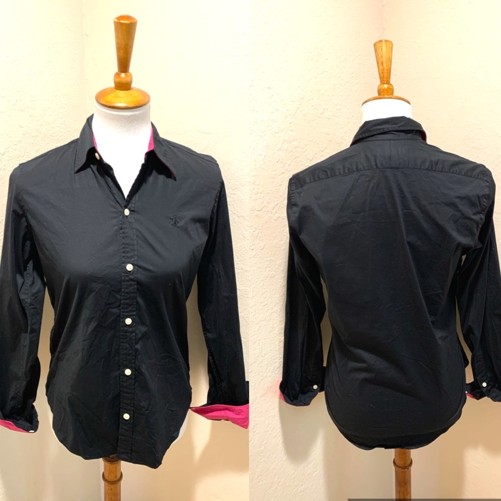 {Ralph Lauren Gold} Black/ Pink Cotton Buttondown